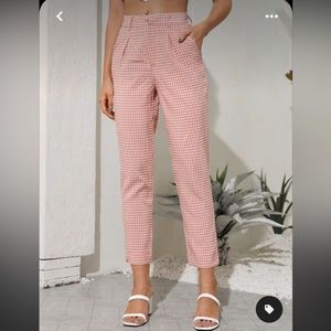 Pink and white plaid dress pants